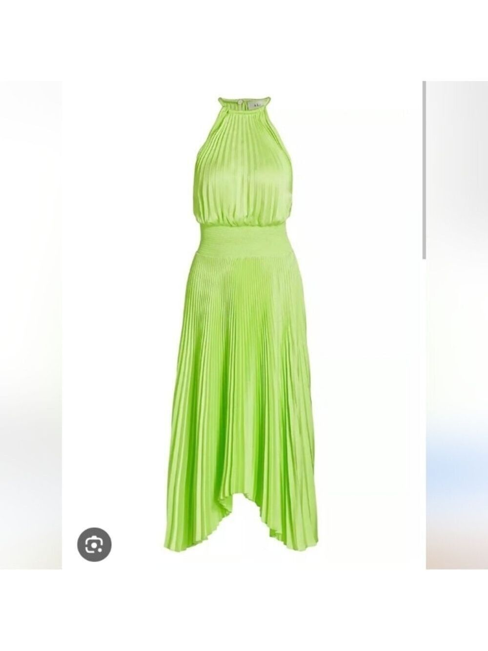 A.L.C Renzo II Satin Pleated High-Neck Midi Dress